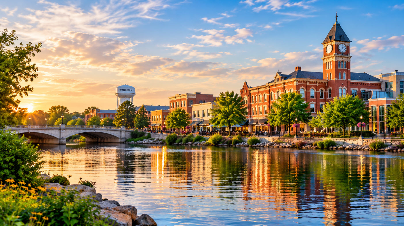 Downtown Waukesha along the Fox River